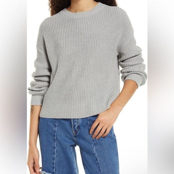 NWT BP Gray Cleo Crewneck Pullover Sweater Women Size XS - Picture 1 of 15